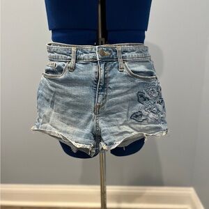Denim Embroidered Shorts